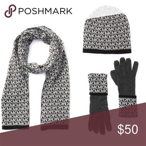 Michael Kors logo hat scarf gloves set black 